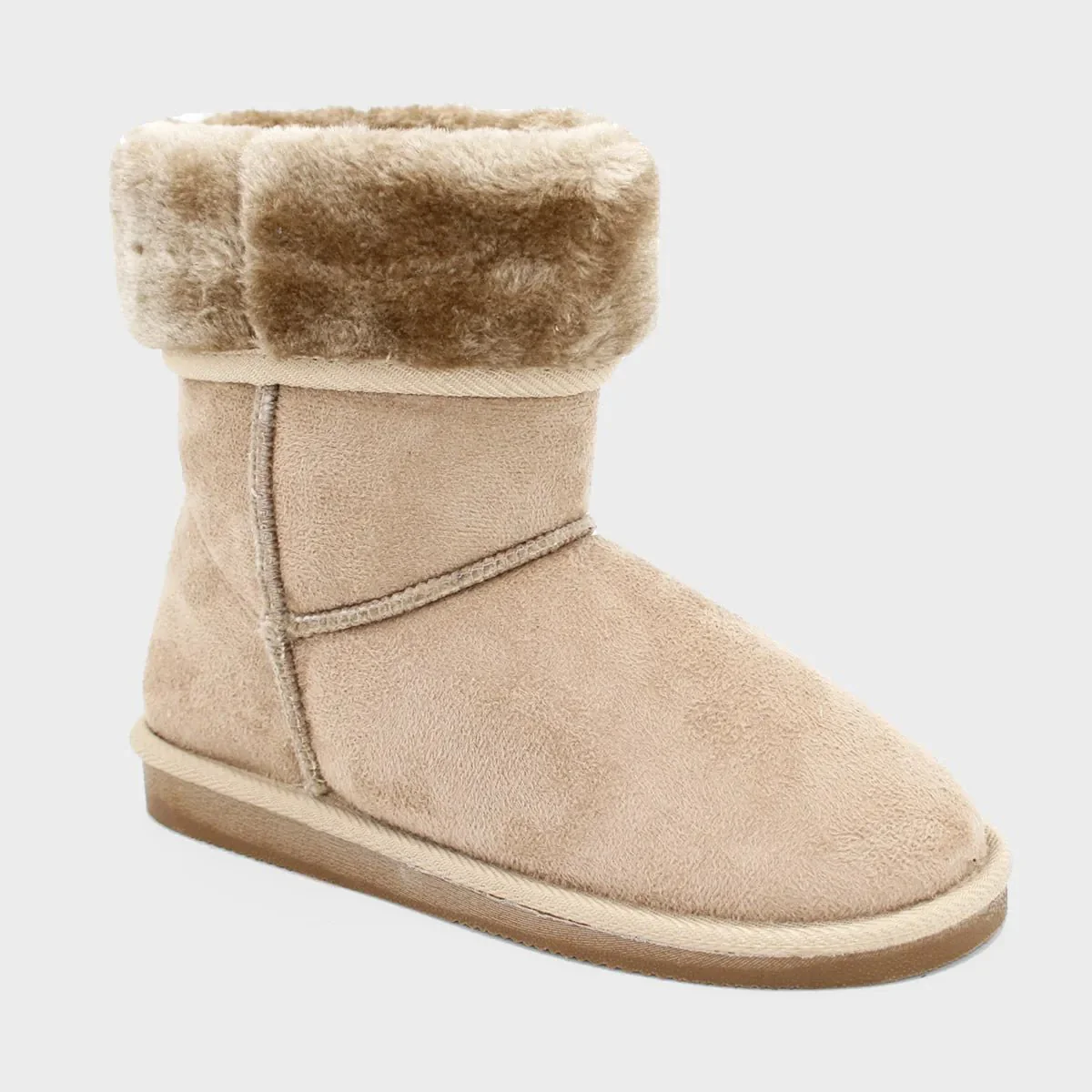 Ladies Mink Faux Fur Turnover Ankle Boot Shoes