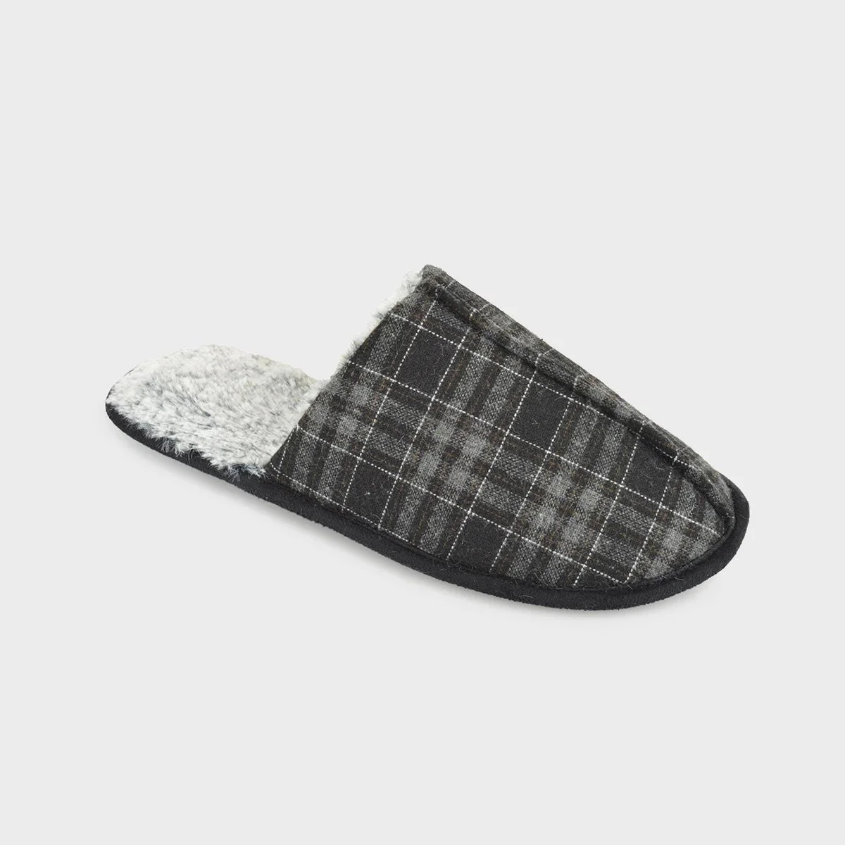 Mens Grey Fur Lined Mule Slipper You Know Whos 722600