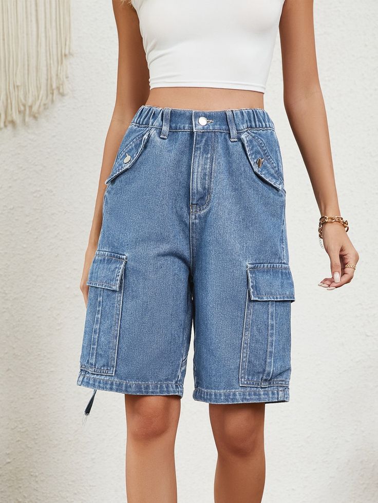 High Waist Denim Short