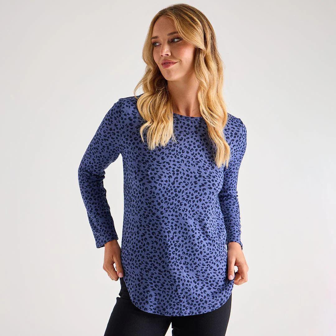 Blue Animal Print Top